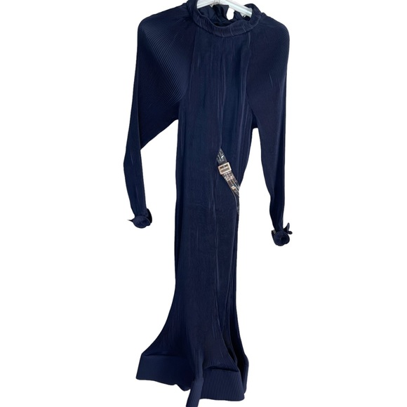 Tibi Dresses & Skirts - NEW Tibi Dark Navy Sleeveless Pleated Plisse Maxi Dress Size Extra Small